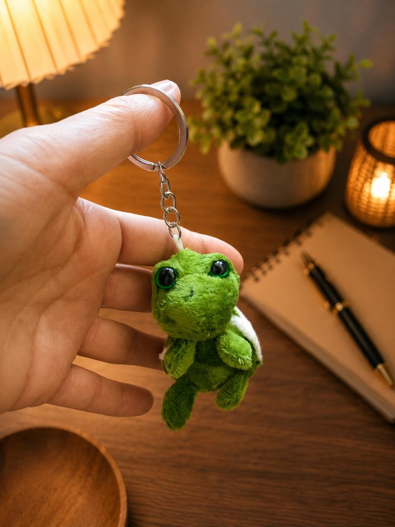 Mini Peluş Kaplumbağa Anahtarlık Yeşil Çanta Süsü Yumuşak Polyester Anahtarlık