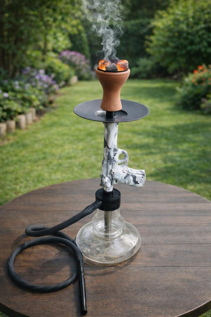 Modern Cam Nargile Takımı 55 cm – Şeffaf Taban 19 cm – Seramik Lüleli, Kalın Hortumlu Premium Nargile Seti