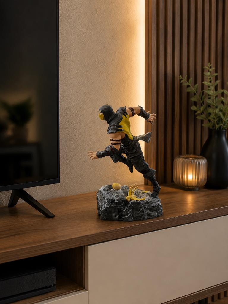 Mortal Kombat Scorpion 20 cm Figür – Akrep Ninja Savaşçı Dekoratif Koleksiyon Figürü Oyuncu Odası Dekoru