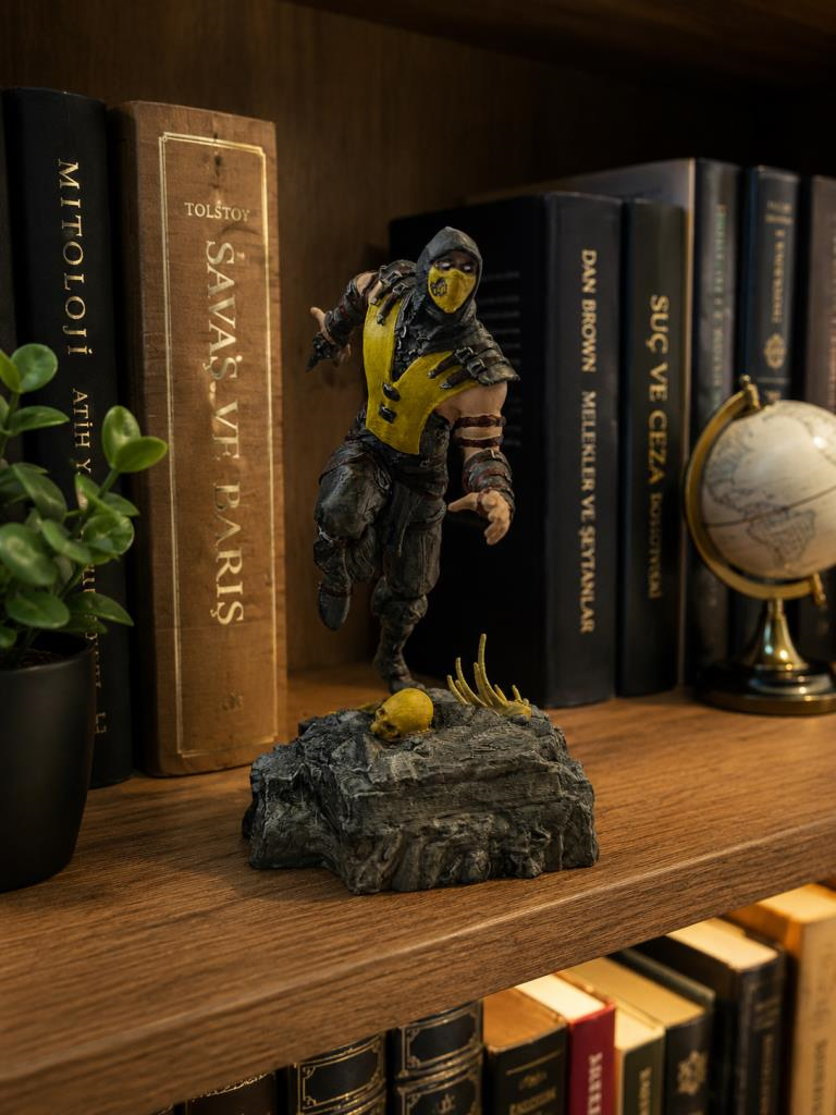 Mortal Kombat Scorpion 20 cm Figür – Akrep Ninja Savaşçı Dekoratif Koleksiyon Figürü Oyuncu Odası Dekoru