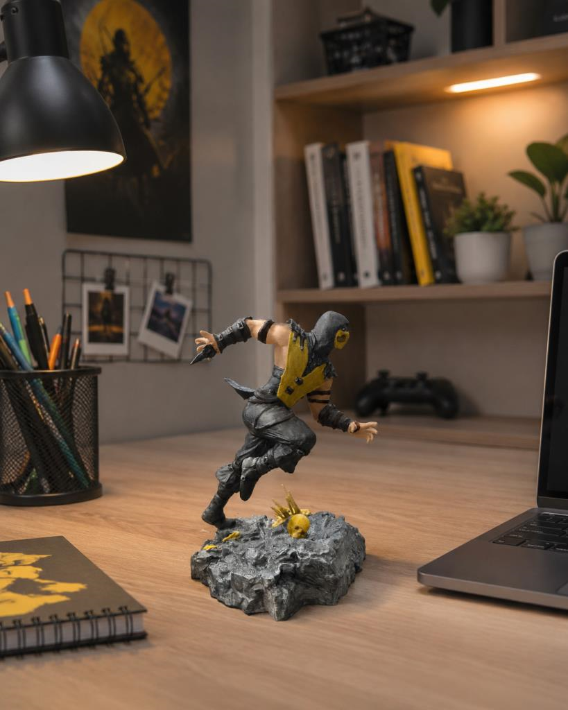 Mortal Kombat Scorpion 20 cm Figür – Akrep Ninja Savaşçı Dekoratif Koleksiyon Figürü Oyuncu Odası Dekoru