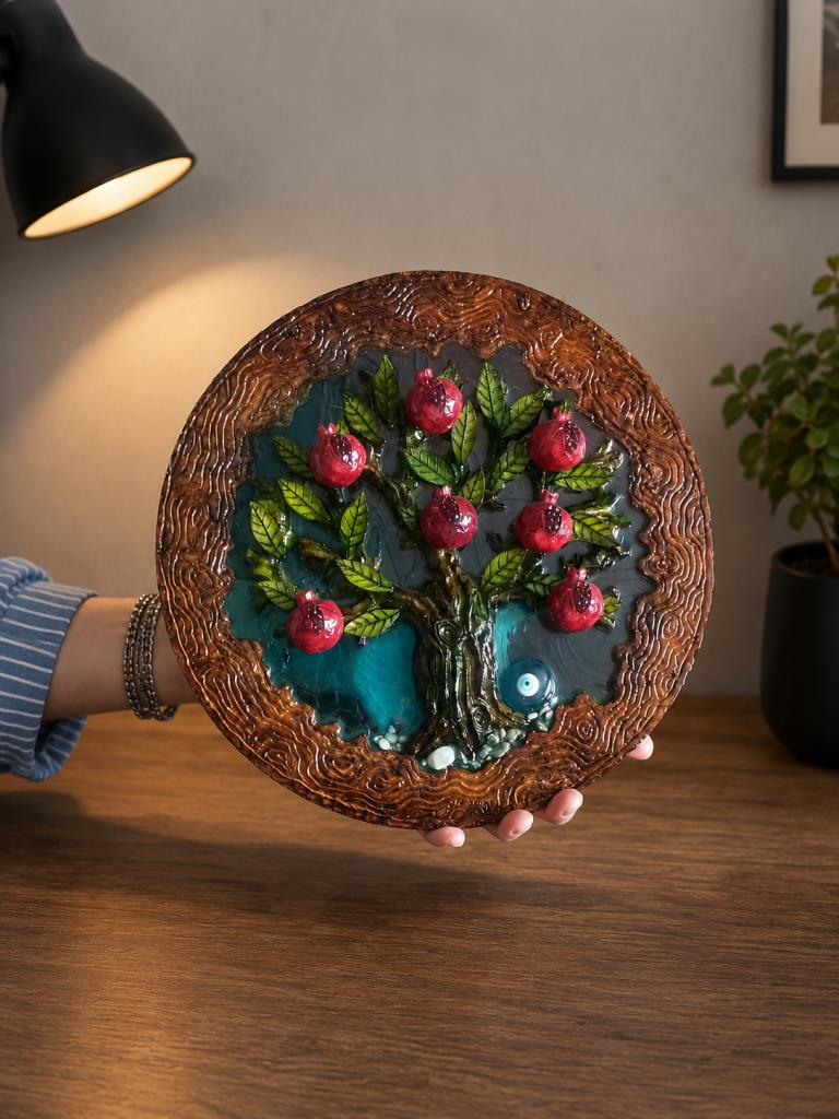 Nar Ağacı Duvar Dekoru – 30 cm Epoksi Bereket Ağacı Duvar Süsü