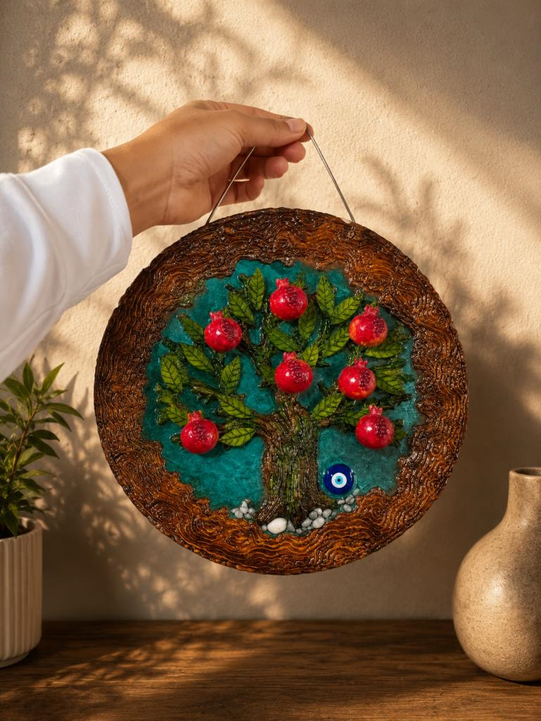 Nar Ağacı Duvar Dekoru – 30 cm Epoksi Bereket Ağacı Duvar Süsü