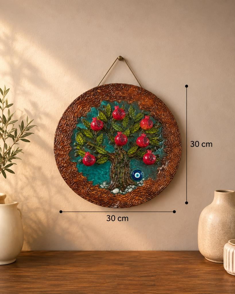 Nar Ağacı Duvar Dekoru – 30 cm Epoksi Bereket Ağacı Duvar Süsü