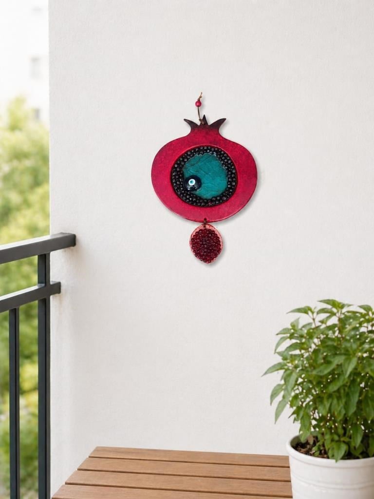 Nar Duvar Süsü Nazar Boncuklu Nazarlık 23x37 cm El Yapımı Dekoratif Ev Aksesuarı