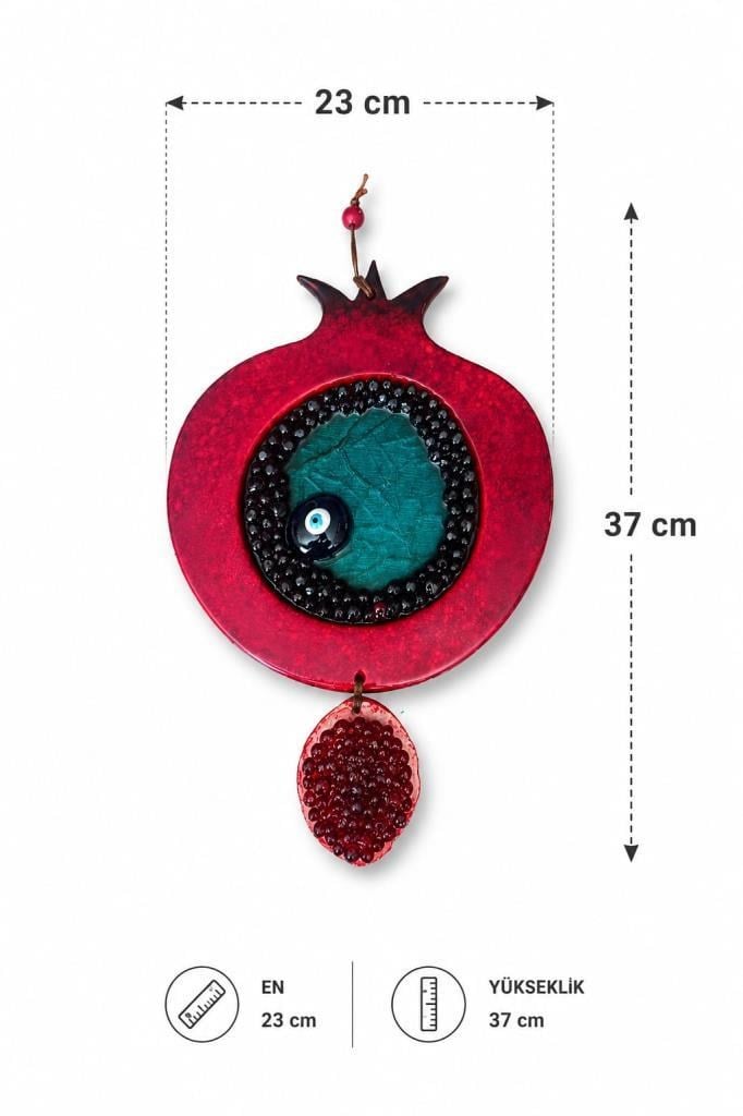 Nar Duvar Süsü Nazar Boncuklu Nazarlık 23x37 cm El Yapımı Dekoratif Ev Aksesuarı