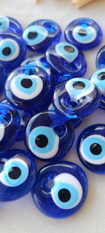 Nazar Boncuğu 20 Adet 4 Cm Delikli Cam Nazarlık Ağaç Süsleme Dekoratif Nazar