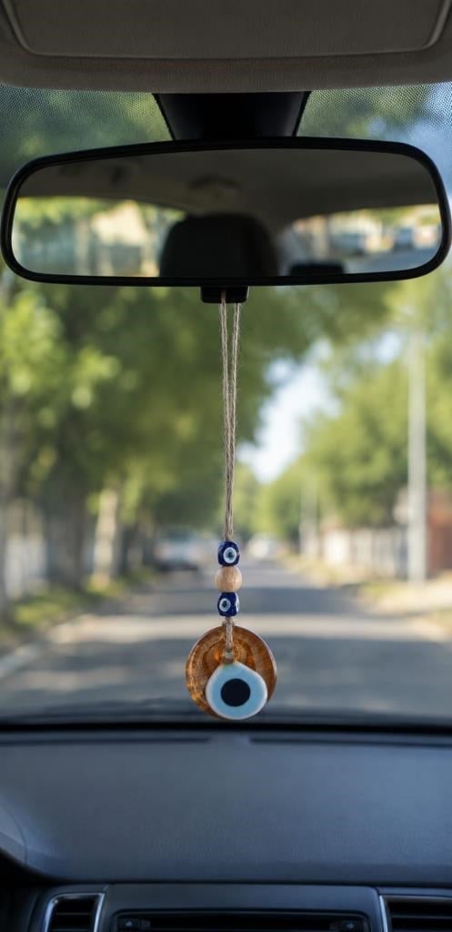 Nazar Boncuğu Dikiz Aynası Süsü Turuncu Renkli 3 cm Duvar Süsü El Yapımı Cam Kapı Süsü 