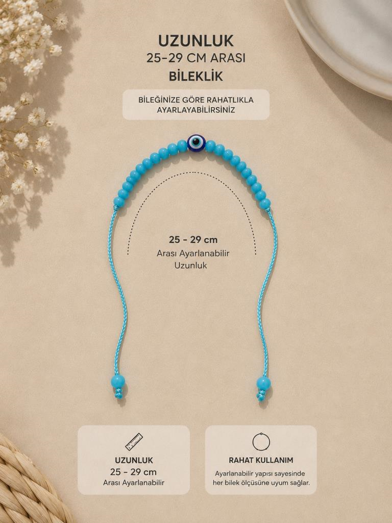 Nazar Boncuklu İpli Bileklik Halhal Mavi Boncuklu El Yapımı Çocuk Kadın Bileklik Ayak Aksesuarı 