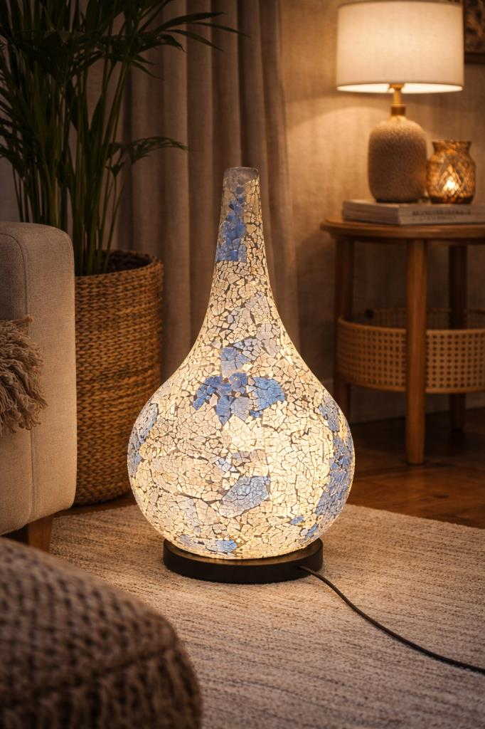 Otantik El Yapımı Mozaik Lamba | Salon & Cafe Dekorasyonu | 43 cm