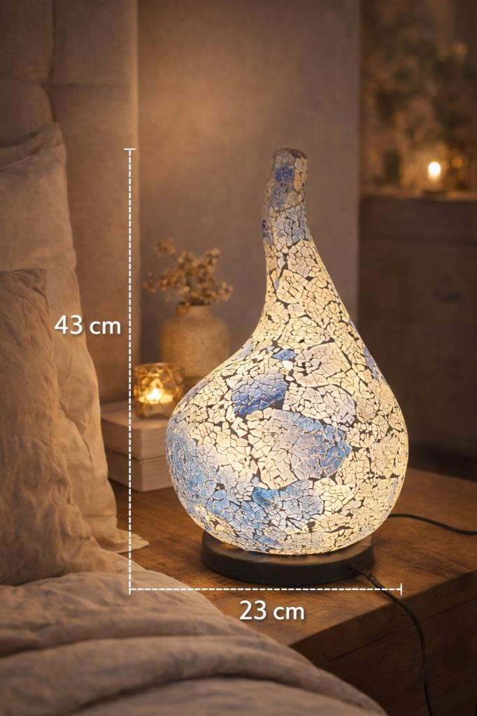 Otantik El Yapımı Mozaik Lamba | Salon & Cafe Dekorasyonu | 43 cm