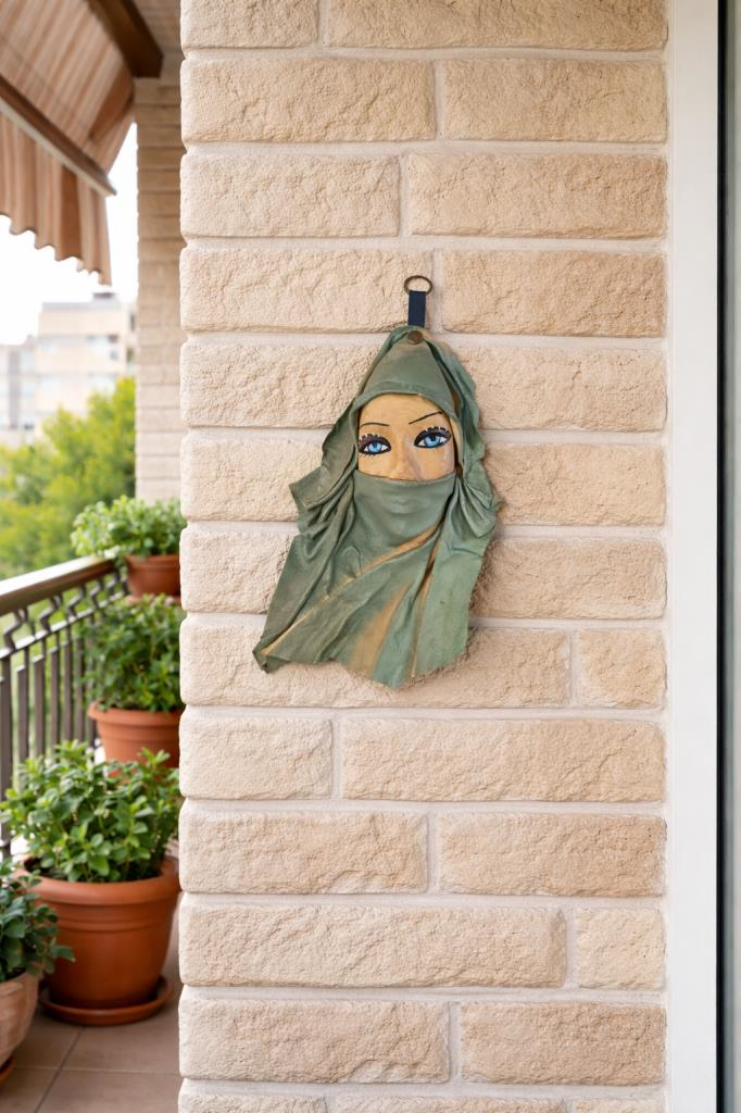 Otantik Kadın Maskesi Duvar Süsü – El Yapımı Dekoratif Duvar Aksesuarı | Balkon, Bahçe, Kafe Dekoru 24 cm