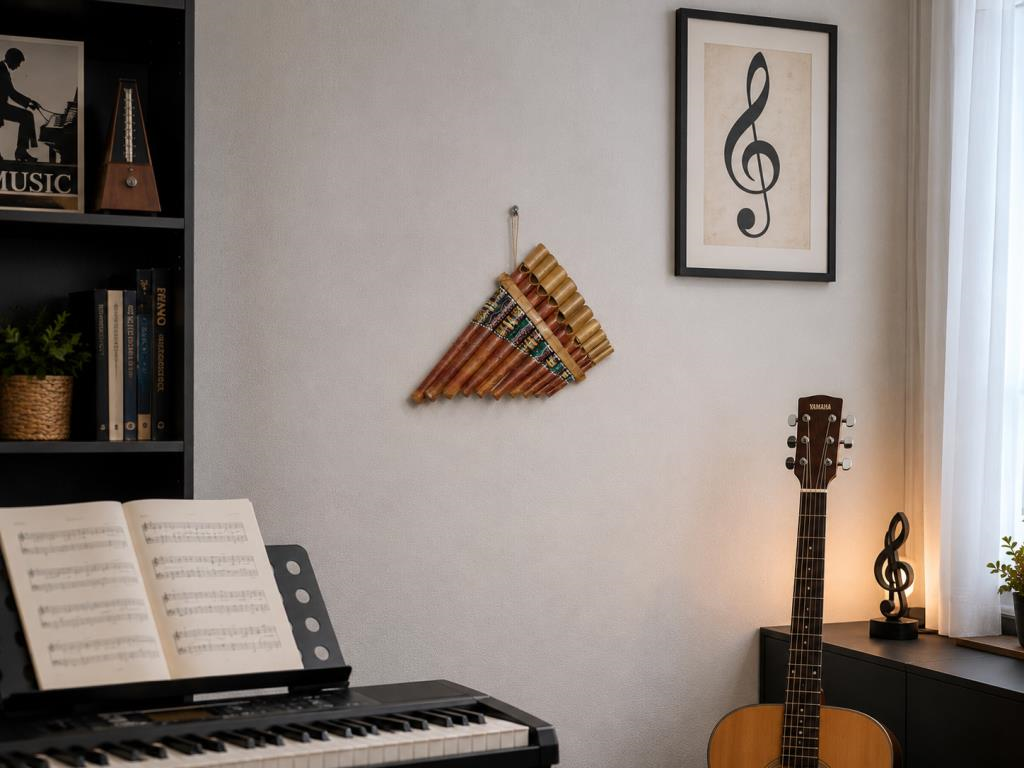Pan Flüt El Yapımı Bambu Üflemeli Müzik Aleti 10'lu 24 x 13 cm Otantik Dekoratif Enstrüman