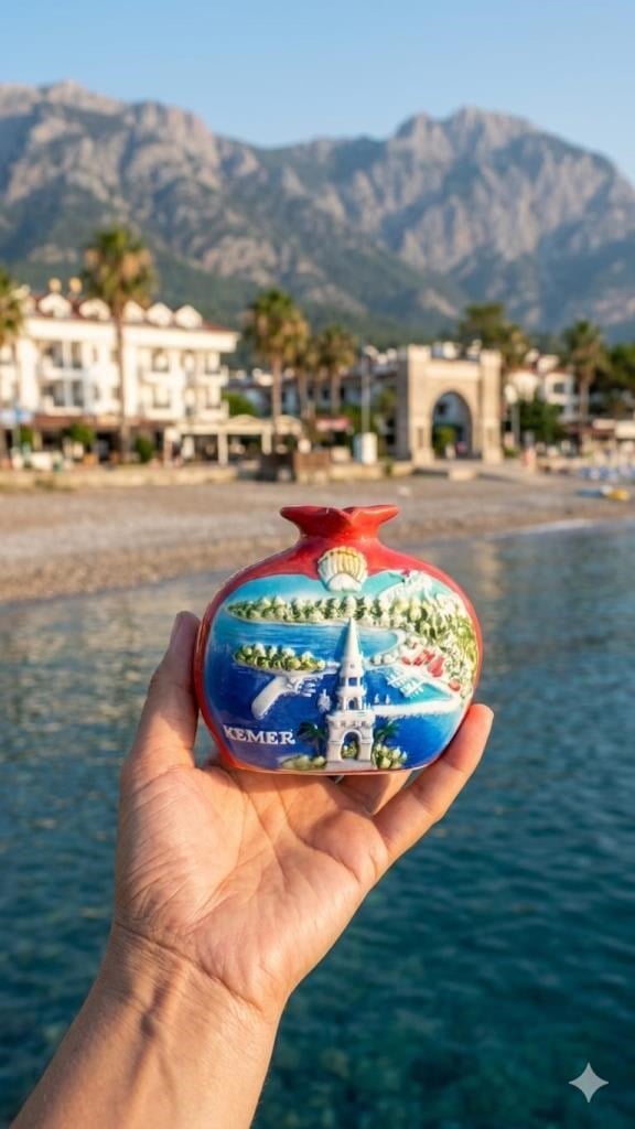 Peçetelik Nar Figürlü Antalya Temalı – Dekoratif Seramik Masa Üstü Peçetelik 9x10 cm Hediyelik Ev Dekoru