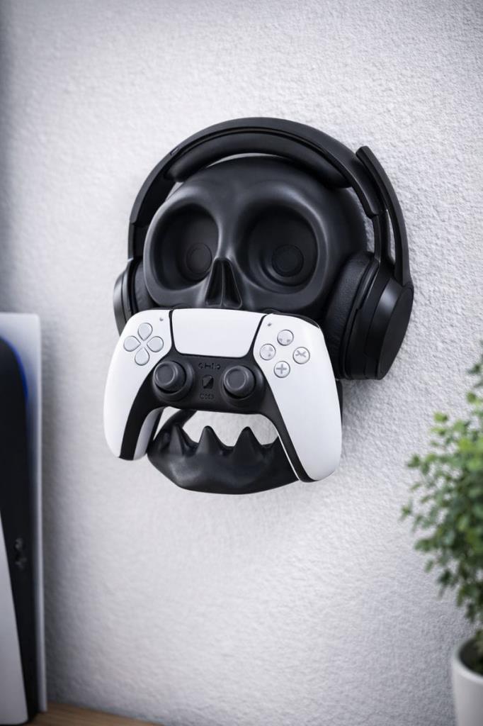 PlayStation Uyumlu Kafatası Oyun Kolu ve Kulaklık Standı – Duvara Monte PS4 / PS5 Gaming Aksesuar