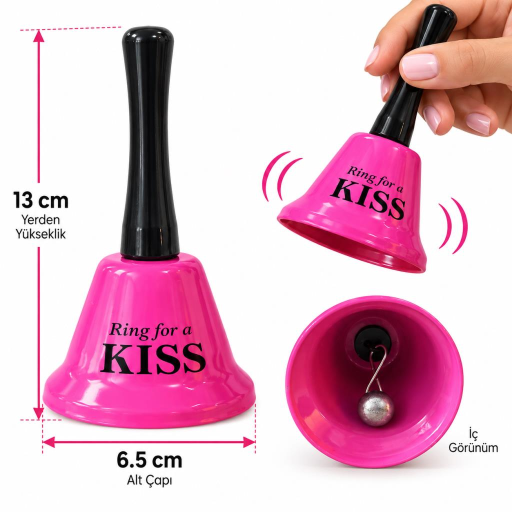 Resepsiyon Zili Masa Zili Ring For A Kiss Pembe El Çanı Dekoratif Zil 