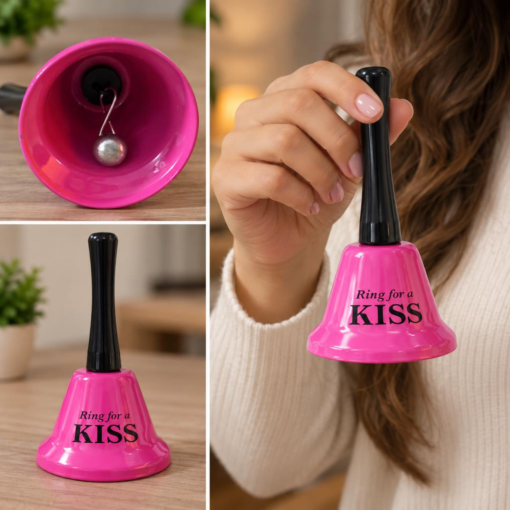 Resepsiyon Zili Masa Zili Ring For A Kiss Pembe El Çanı Dekoratif Zil 