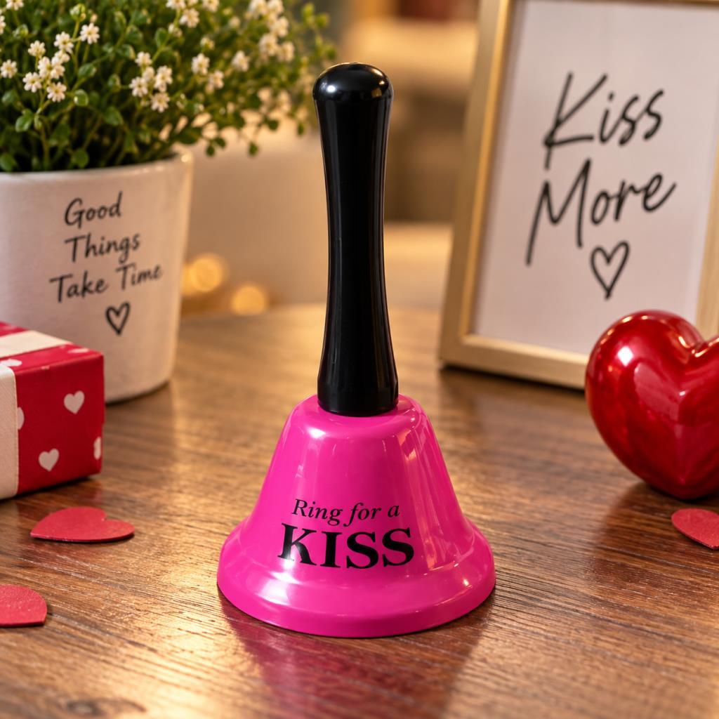 Resepsiyon Zili Masa Zili Ring For A Kiss Pembe El Çanı Dekoratif Zil 