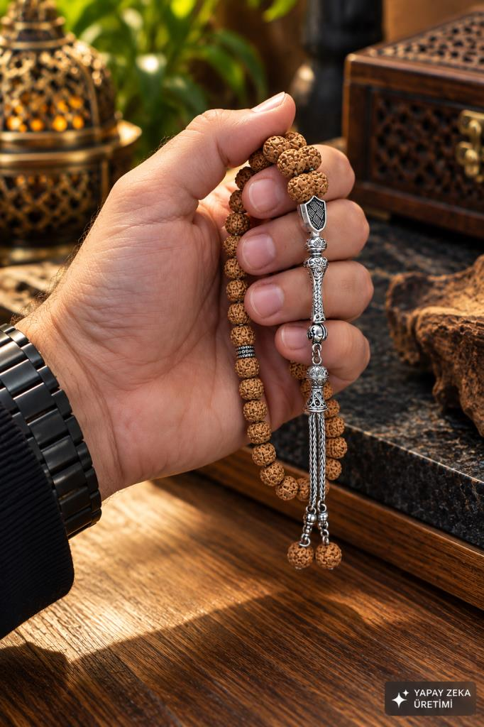 Rudraksha 08 mm Tesbih Doğal Tohum Boncuklu Şık Tasarım Hediyelik