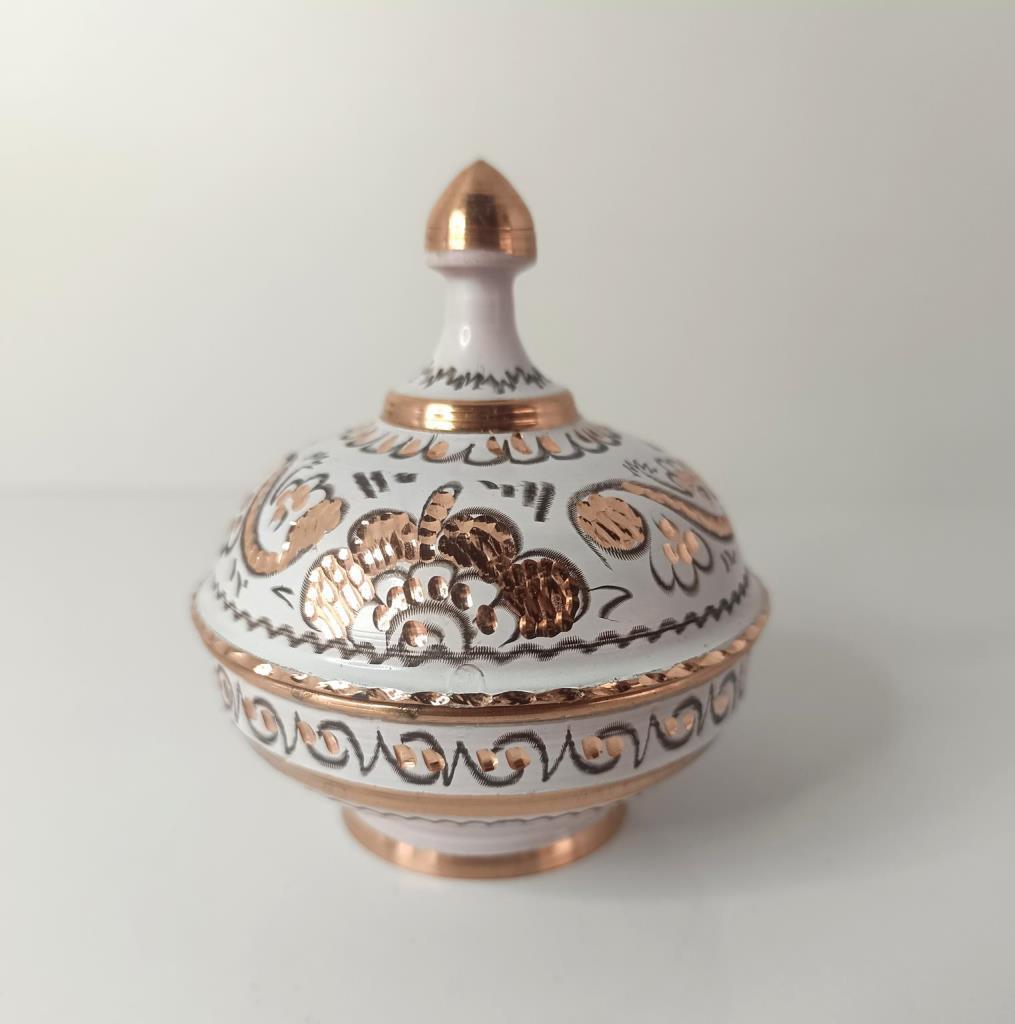 Şekerlik Bakır Sunumluk Lokumluk Osmanlı Motifli Dekoratif Obje