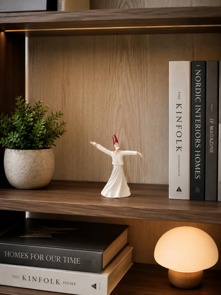 Semazen Biblo Dekoratif Obje Beyaz Mini Masa Üstü Süs Biblosu