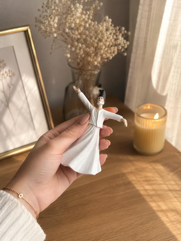 Semazen Biblo Dekoratif Obje – Beyaz Tasarım Masa Üstü Dekor