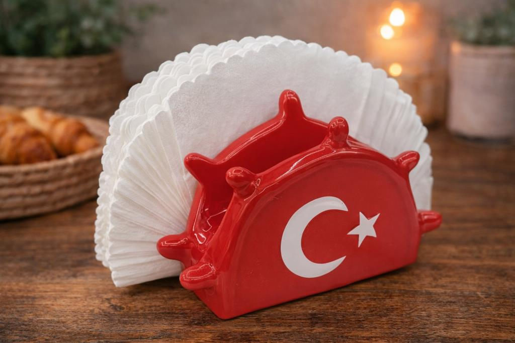 Seramik Peçetelik 7,5 cm – Dekoratif Masa Üstü Peçete Tutucu, Şık Sunum