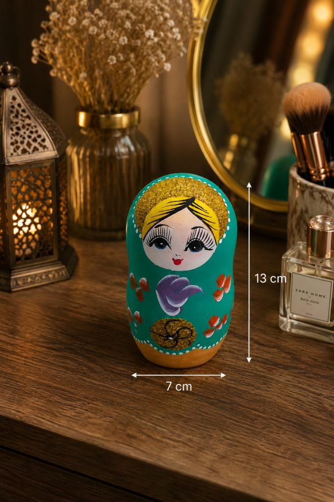 Takı Kutusu El Boyaması Matruşka Ahşap Dekoratif Takı Saklama Kutusu 13 cm