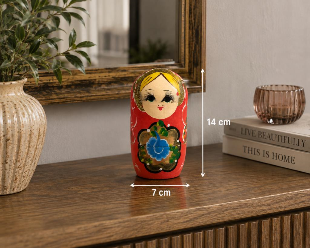 Takı Kutusu Matruşka Ahşap El Boyaması Biblo Ev Dekorasyonu 14 cm 