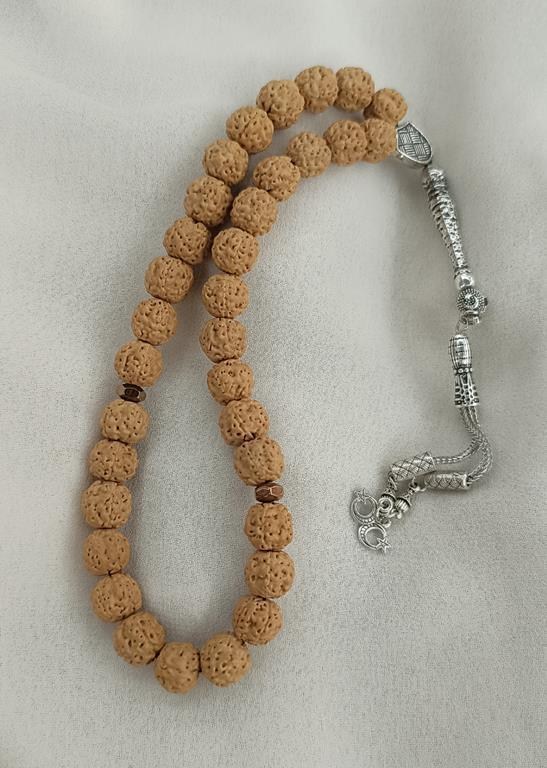 Tesbih 33 lük 10 mm Doğal Rudraksha Rudraşka Tespih 