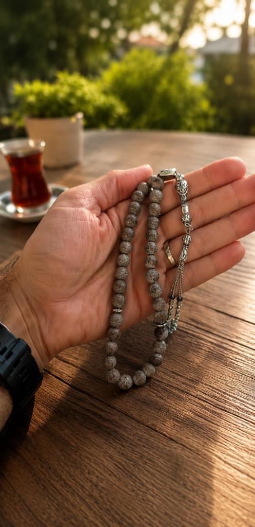 Tibet Akiği 08 MM Mat Doğal Taş Tesbih – El İşçiliği Erkek Tesbih – Günlük Kullanım ve Koleksiyonluk