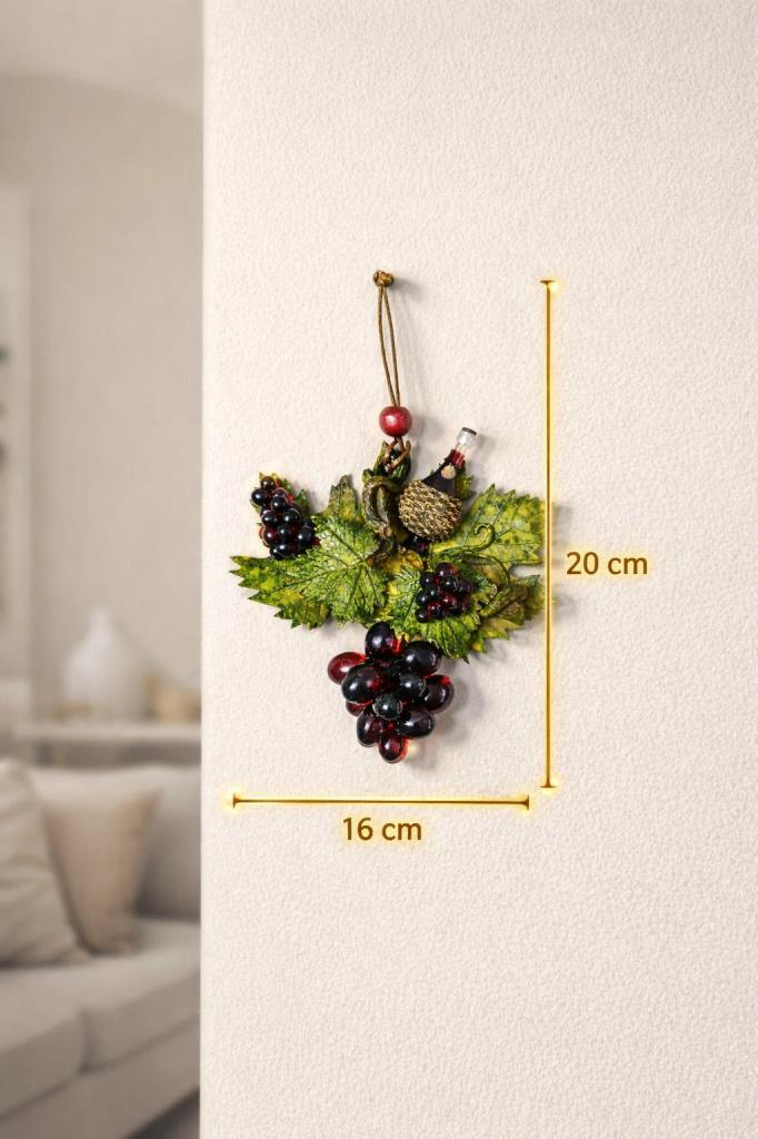 Üzüm Figürlü Duvar Süsü – Premium Reçine Dekor – Salon, Mutfak ,Kapı ve Balkon İçin Şık Tasarım (20 cm)
