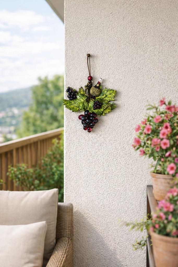 Üzüm Figürlü Duvar Süsü – Premium Reçine Dekor – Salon, Mutfak ,Kapı ve Balkon İçin Şık Tasarım (20 cm)