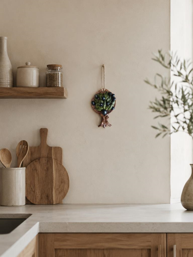 Zeytin Ağacı Duvar Süsü El Yapımı Dekoratif Mutfak Balkon Süsü 15x10 cm