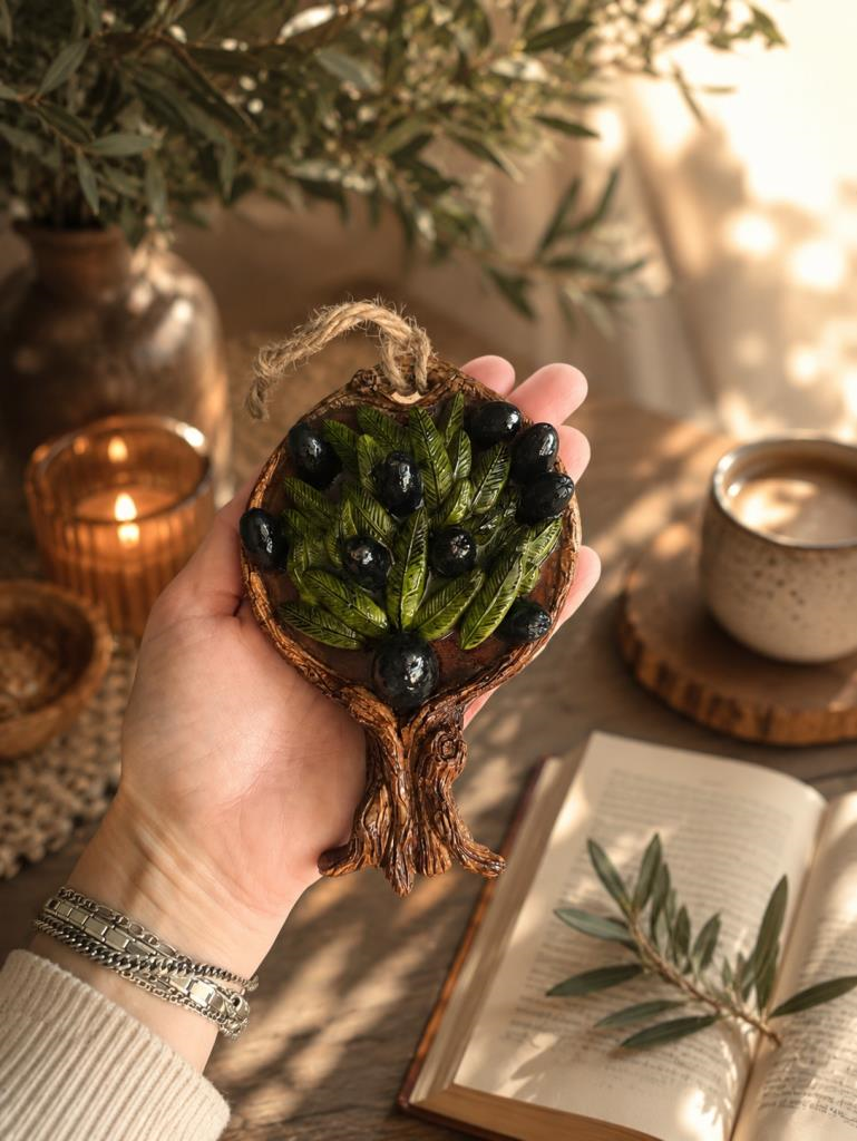 Zeytin Ağacı Duvar Süsü El Yapımı Dekoratif Mutfak Balkon Süsü 15x10 cm