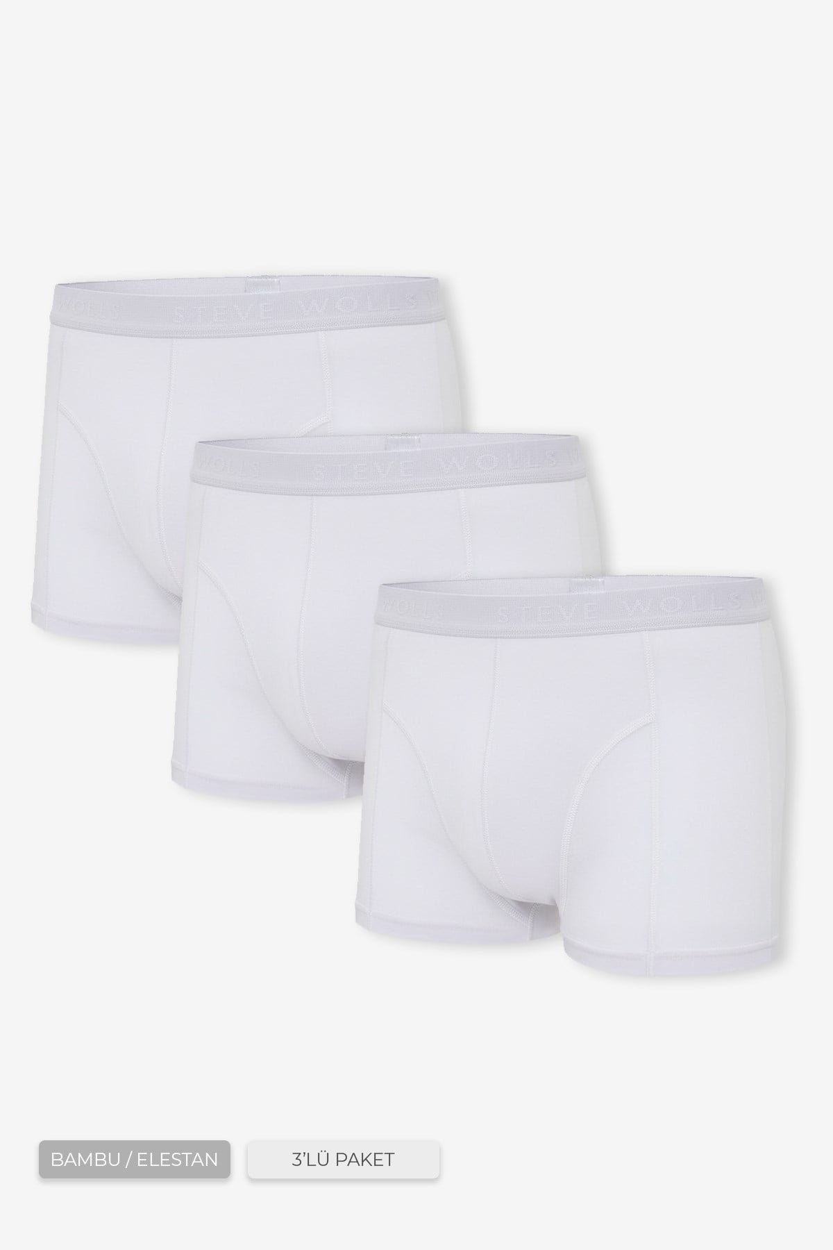 Erkek Beyaz 3’Lü Klasik Bambu Boxer - 25101
