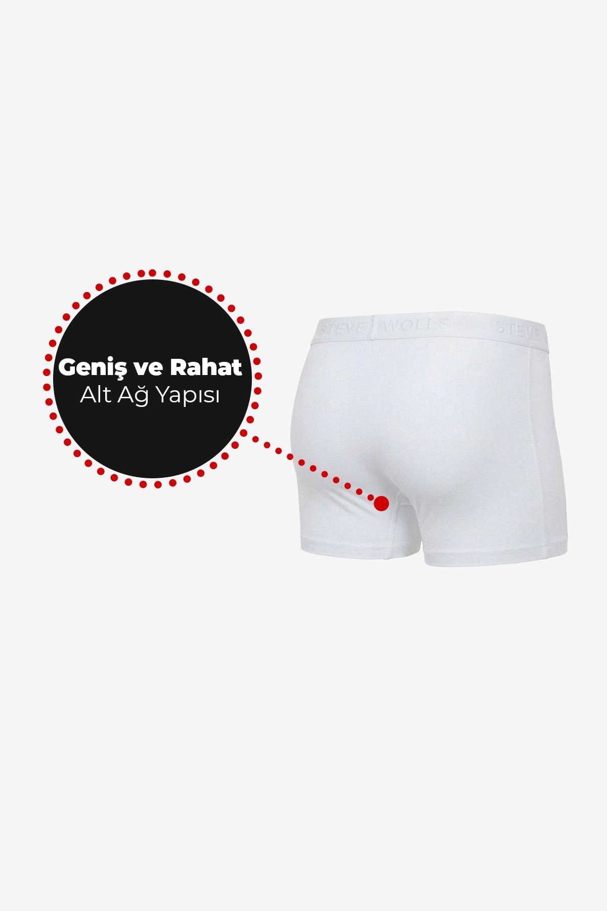 Erkek Beyaz 3’Lü Likralı Boxer - 24101