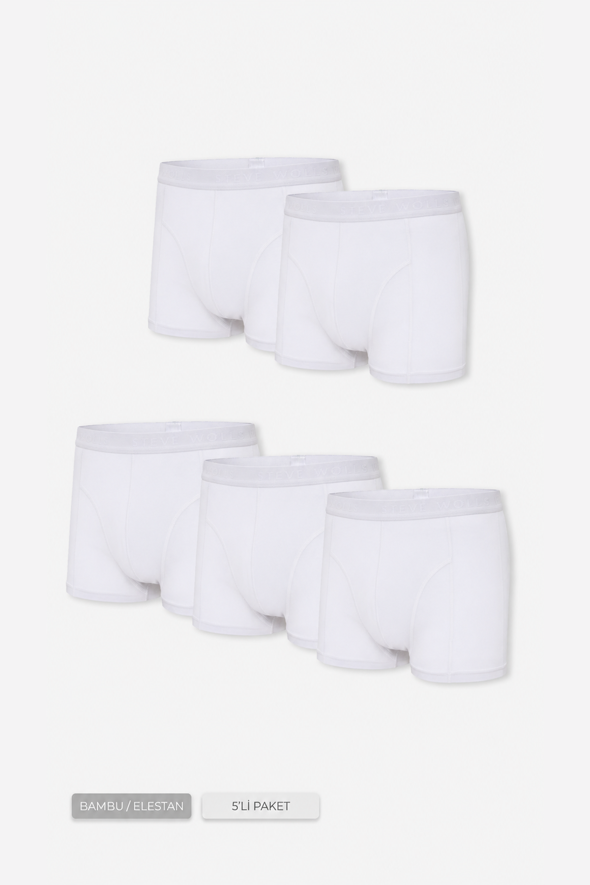 Erkek Beyaz 5’Li Klasik Bambu Boxer - 25103