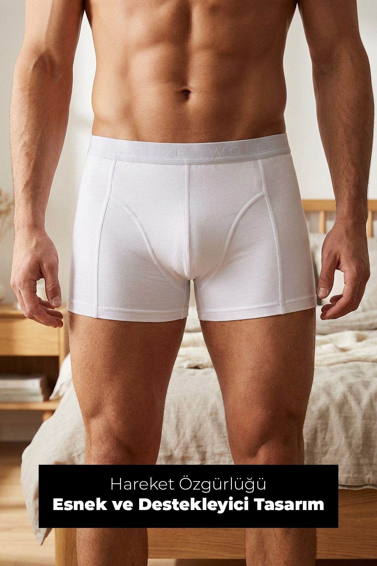 Erkek Beyaz Tekli Klasik Bambu Boxer - 25100