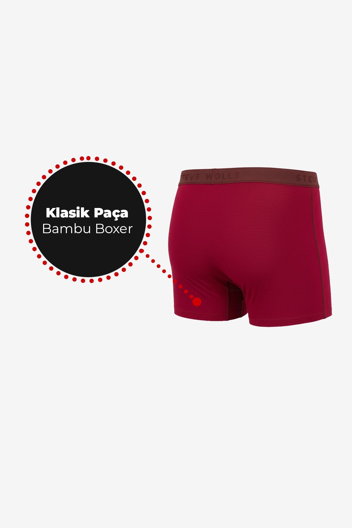 Erkek Bordo Tekli Klasik Bambu Boxer - 25100