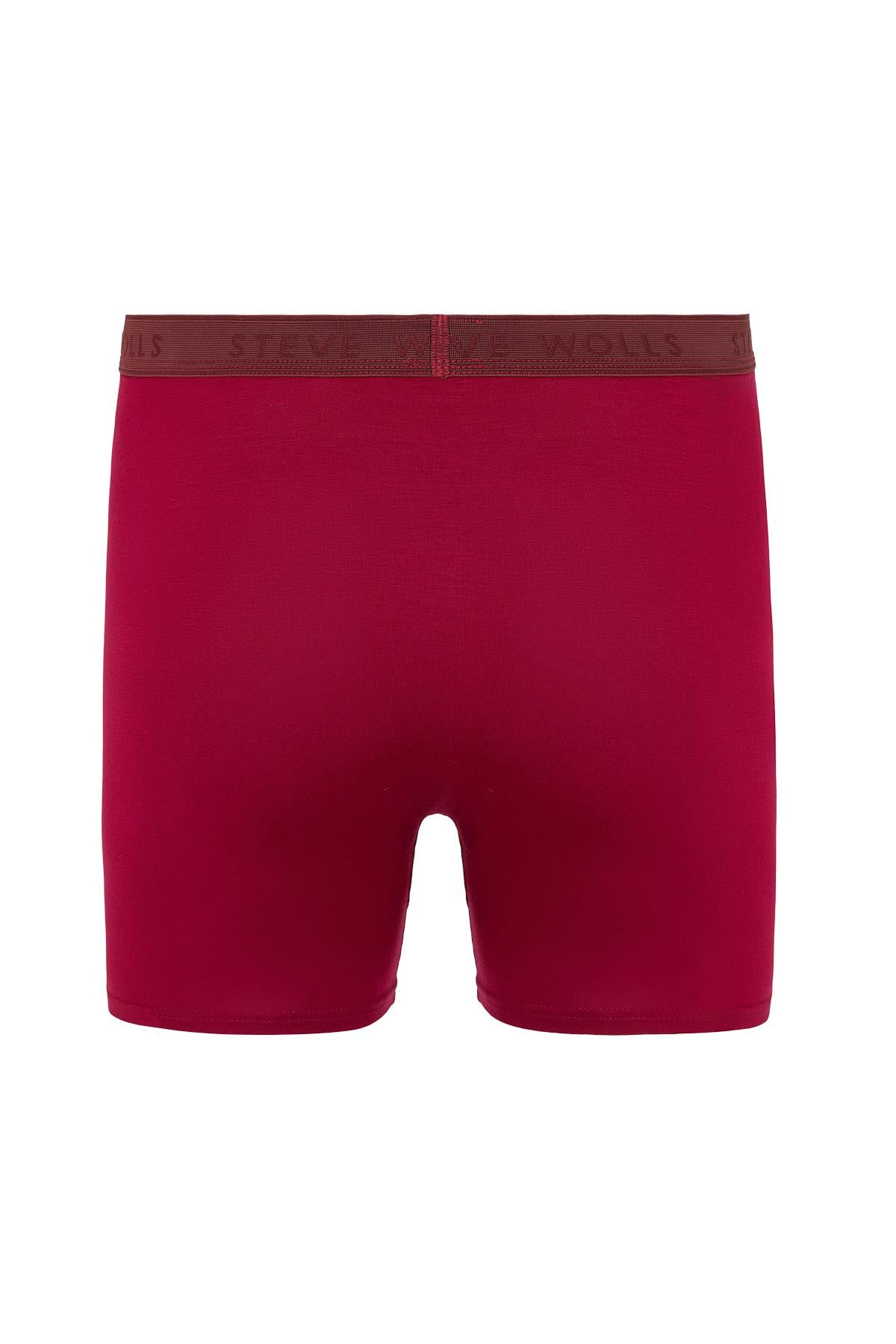 Erkek Bordo Tekli Uzun Paça Bambu Boxer - 25200