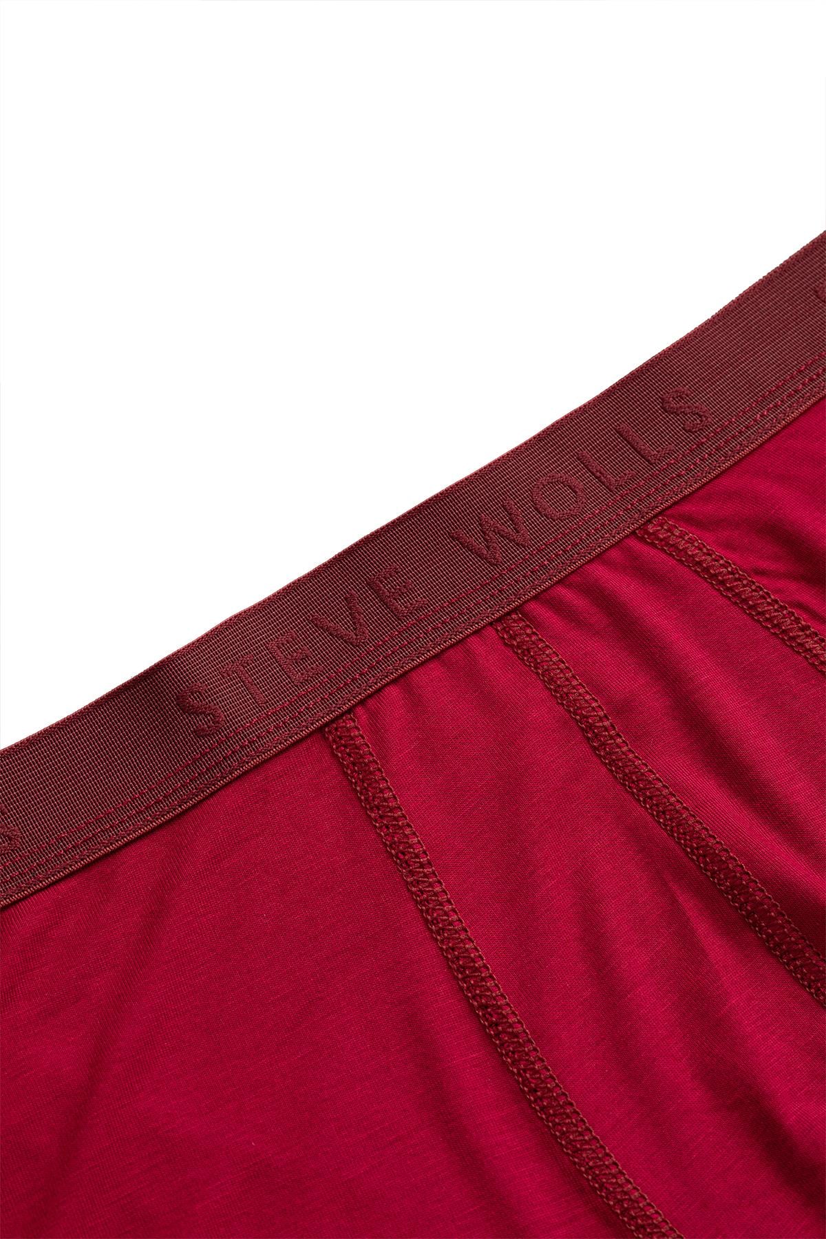 Erkek Bordo Tekli Uzun Paça Bambu Boxer - 25200