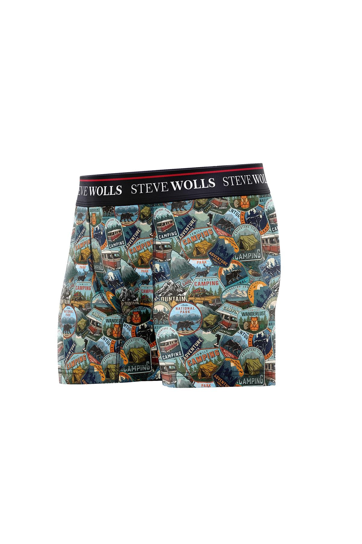 Erkek Camping Desenli Tekli Dijital Baskı Boxer - 1036