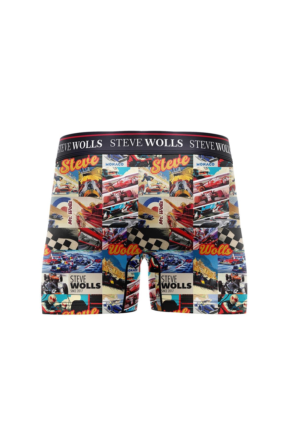 Erkek F1 Desenli Tekli Dijital Baskı Boxer - 1043