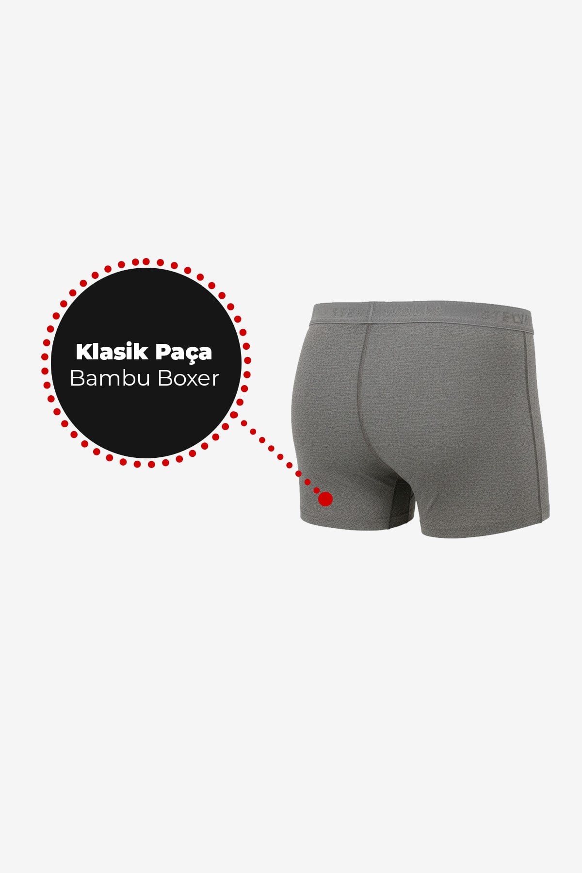 Erkek Gri 3’Lü Klasik Bambu Boxer - 25101