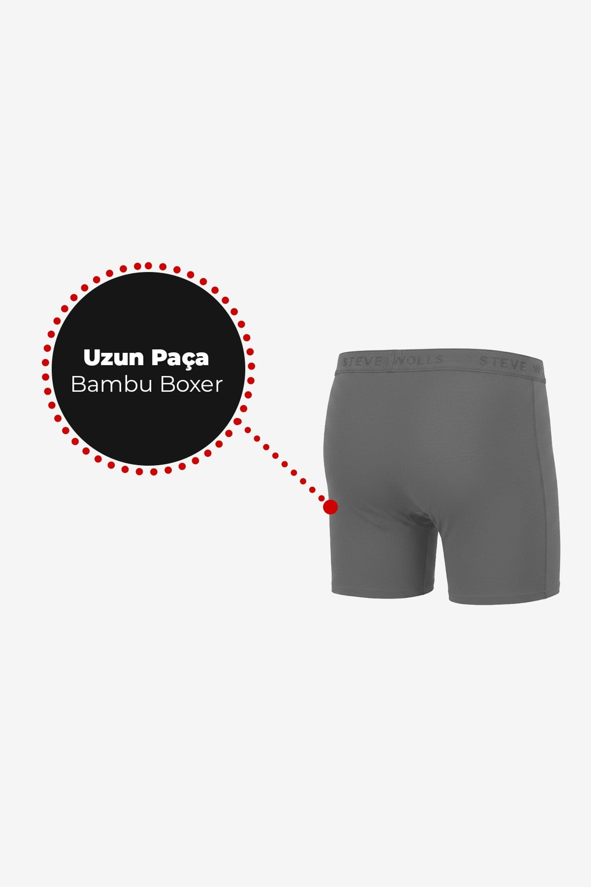 Erkek Gri 5’Li Uzun Paça Bambu Boxer - 25203