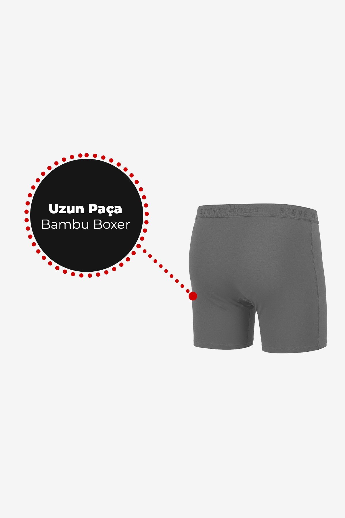 Erkek Gri Tekli Uzun Paça Bambu Boxer - 25200