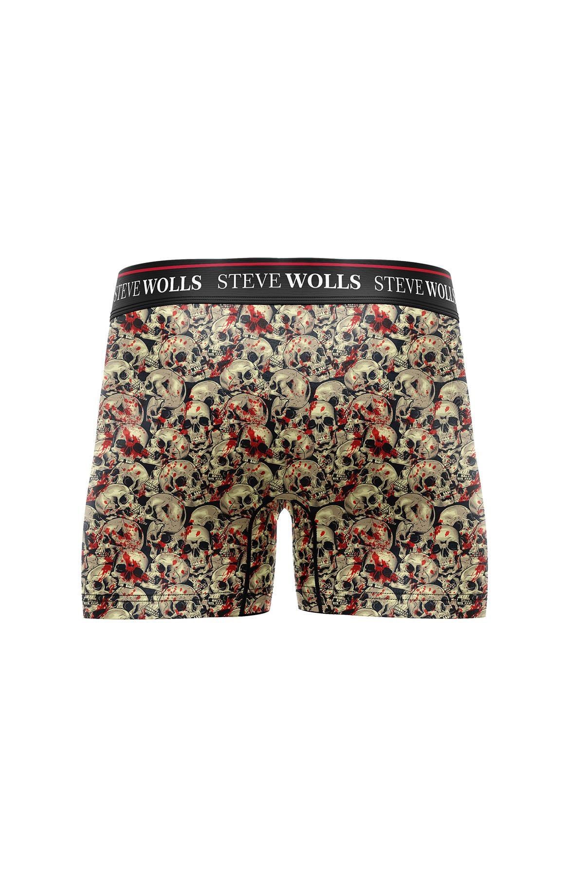 Erkek Kanlı Kurukafa Desenli Tekli Dijital Baskı Boxer - 1041