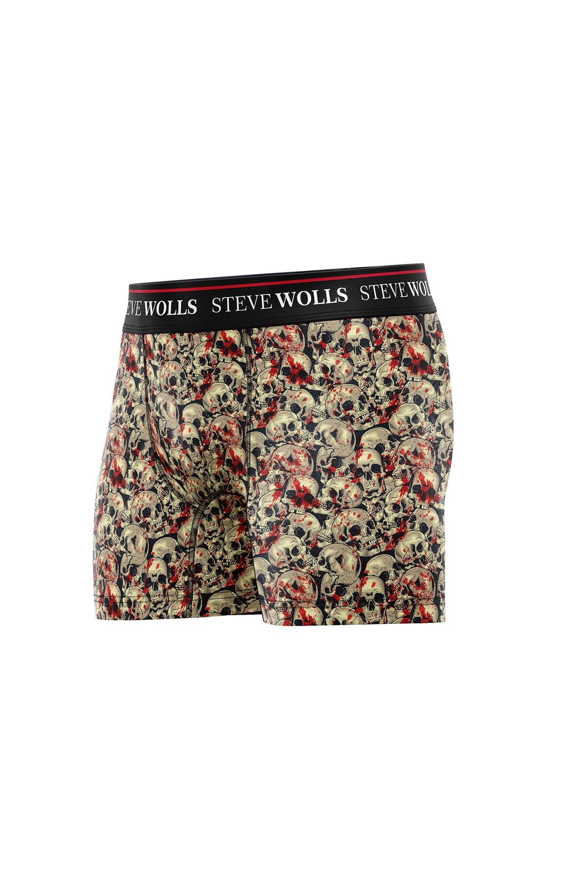 Erkek Kanlı Kurukafa Desenli Tekli Dijital Baskı Boxer - 1041