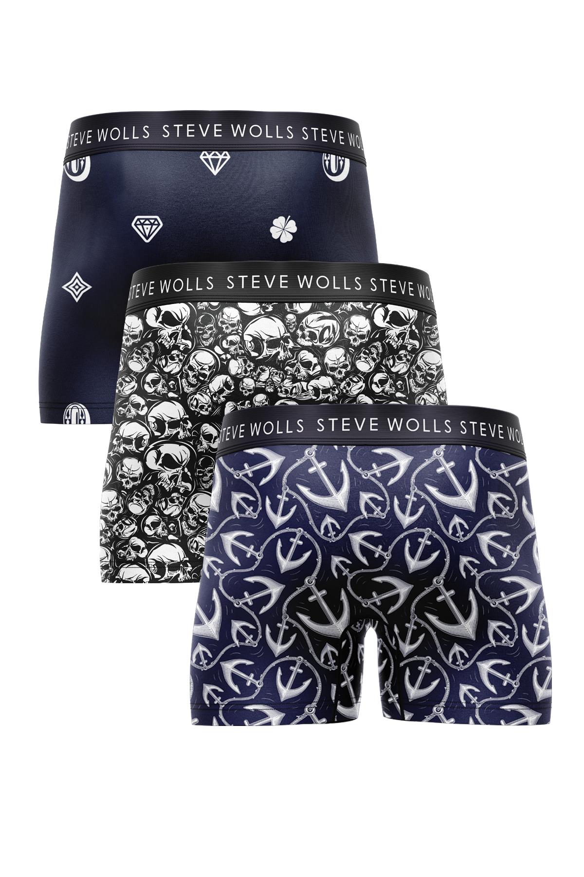 Erkek Karışık Desenli 3’Lü Boxer - 23656